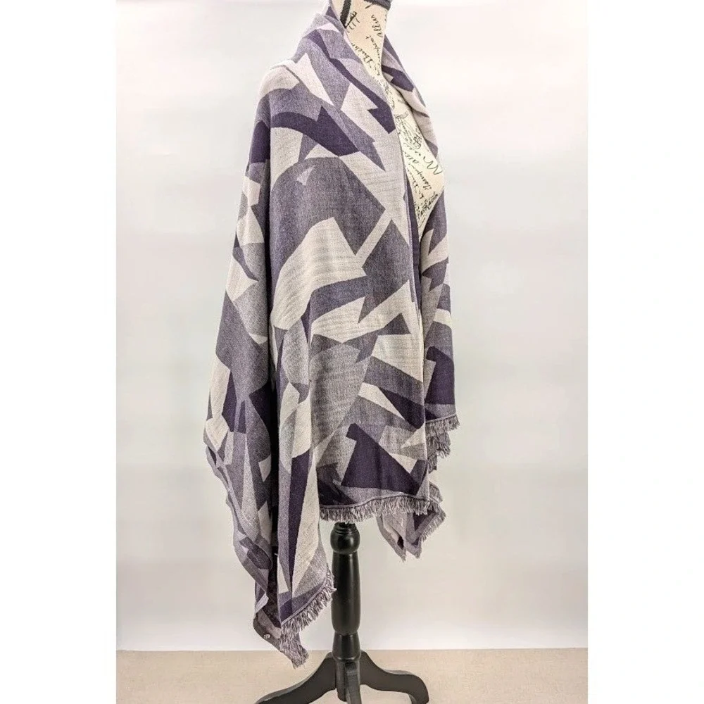Lululemon Sit In Silence Scarf Wrap Oversized Silk Wool Geometric Arm Holes